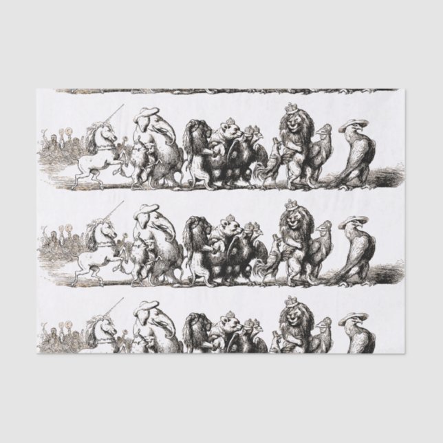 Animal Cute Art Unicorn Elephant Lion Zoo Tissue Paper (Front)