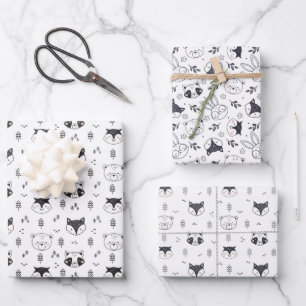 Animal Cute Illustration Wrapping Paper Sheet