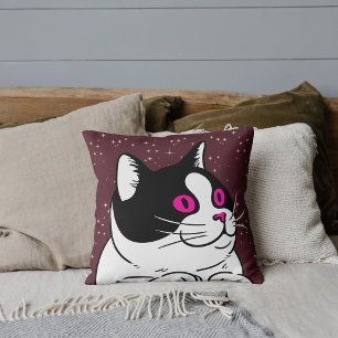 Animal Cute Pet Cat Pink White Black Burgundy Cushion