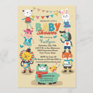 Animal Cuties Celebrate Baby Shower Invitation