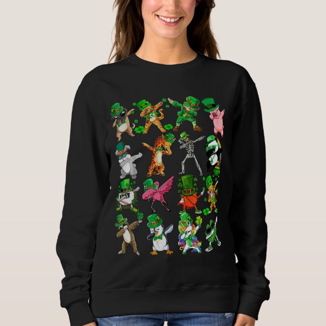 Animal Dabbing St Patricks Day Dog Cat Rabbit Unic Sweatshirt (Front)