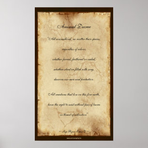 "Animal Decree" Parchment-style Poetry Poster
