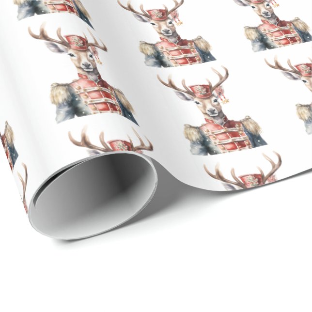 Animal Deer Nutcracker Christmas Wrapping Paper (Roll Corner)
