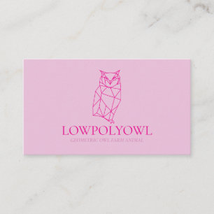 Animal Design for Professionals Pink Lowpoly Owl Business Card