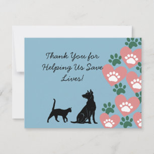 Animal Dog and cat rescue Thank You Card