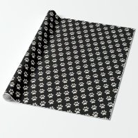 Animal Dog Cat Paw Print Pattern Black & White