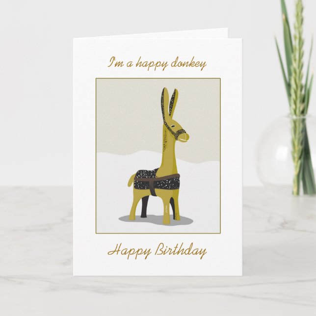 Animal, donkey. Birthday card (Front)