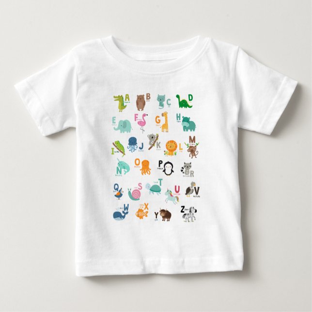 Animal Doodle Alphabet Baby T-Shirt (Front)