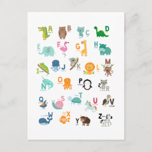 Animal Doodle Alphabet Postcard