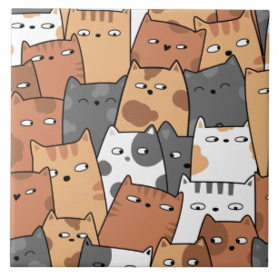 Animal Doodle Art Ceramic Tile