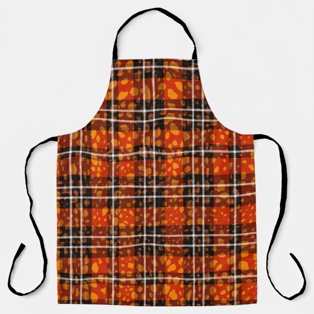 Animal Dots Plaid Mix Pattern Seamless Art. Fabric Apron (Front)