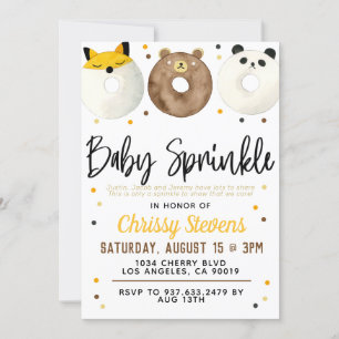 Animal Doughnut Baby Sprinkle Shower Invitation