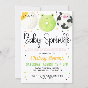 Animal Doughnut Baby Sprinkle Shower Invitation