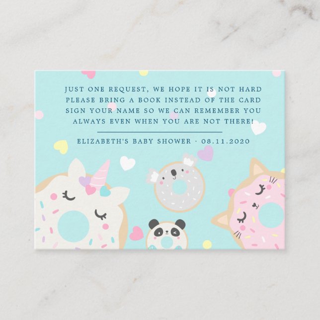 animal doughnuts books for baby baby shower enclosure card (Front)