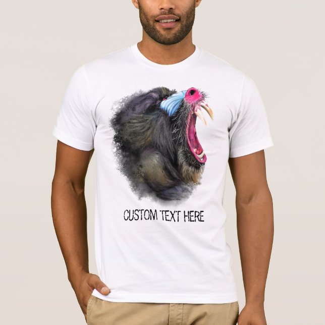 Animal Drawing Collection Mandrill - Add Your Text T-Shirt (Front)