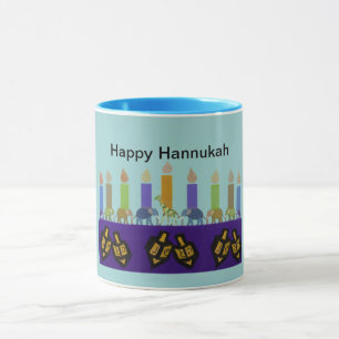 Animal Dreidel Hannukah Menorah Mug