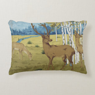 Animal Elegant Deer Art Nouveau Wildlife Decorative Cushion