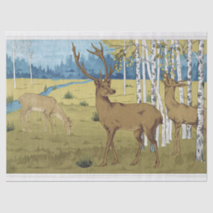 Animal Elegant Deer Art Nouveau Wildlife Tissue Paper