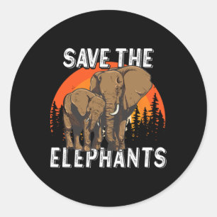 Animal Elephant Earth Day Save The Elephants  Classic Round Sticker