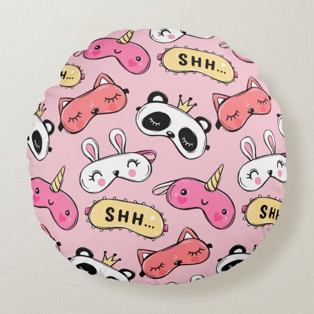 Animal Face Shhh Round Cushion (Front)