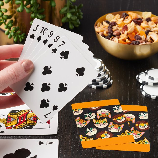 Animal Faces Pattern Cats Lions Dogs Playing Cards (Creator Uploaded)
