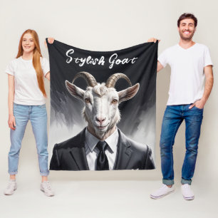 Animal fashion man black white horned man art fleece blanket