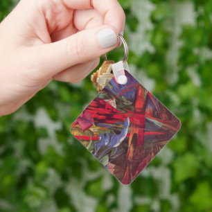 Animal Fates by Franz Marc, Vintage Cubism Art Key Ring