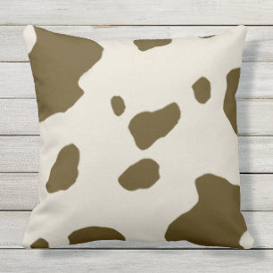Animal Faux Fur Print Brown Cow Spots Outdoor Cushion