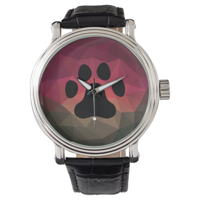 Animal footprint, pet paw, geometric design watch (Front)