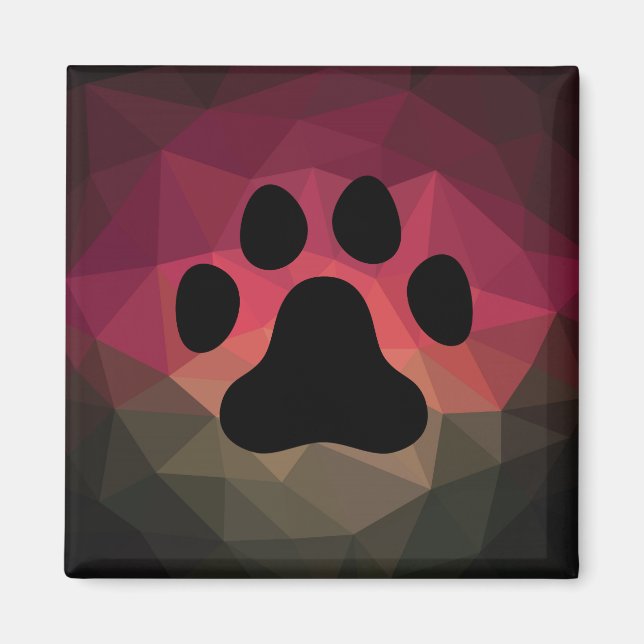 Animal footprint, pet paw, geometric`effect  magnet (Front)