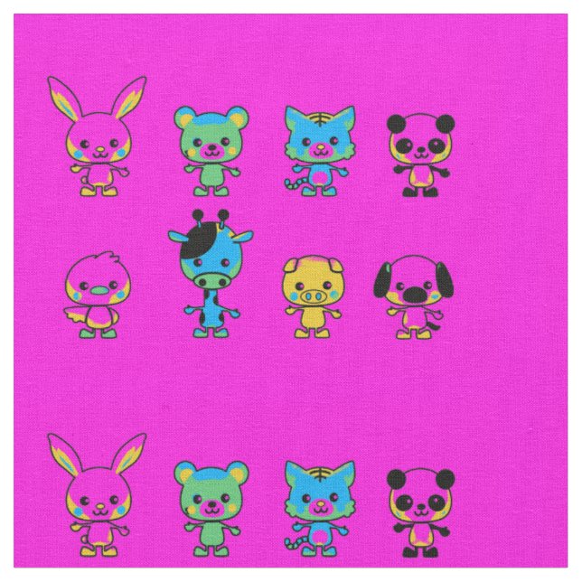 Animal Friends Artwork Fabric (Close Up)