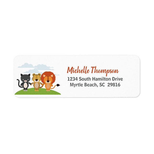 Animal Friends Birthday  Label Return Address Label (Front)
