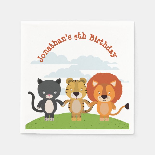 Animal Friends Birthday  Napkin (Front)