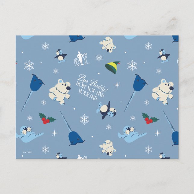 Animal Friends "Bye Buddy" Winter Pattern Holiday Postcard (Front)