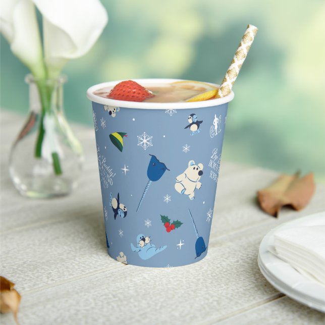 Animal Friends "Bye Buddy" Winter Pattern Paper Cups (Insitu)