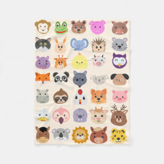 Animal Friends Grid  Fleece Blanket
