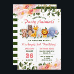 Animal Friends Pink Floral Greenery Birthday Invitation<br><div class="desc">Animal Friends Pink Floral Greenery Birthday Invitation</div>