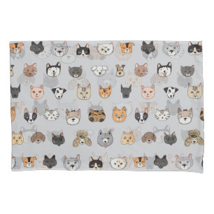 Animal Fun: Cats Dogs Doodle Mix Pillowcase