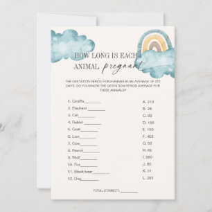 Animal Gestation Baby Shower Game Card