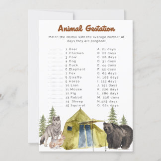 Animal Gestation Baby Shower Games Invitation