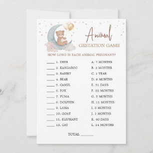 Animal Gestation Over the Moon Baby Shower Card