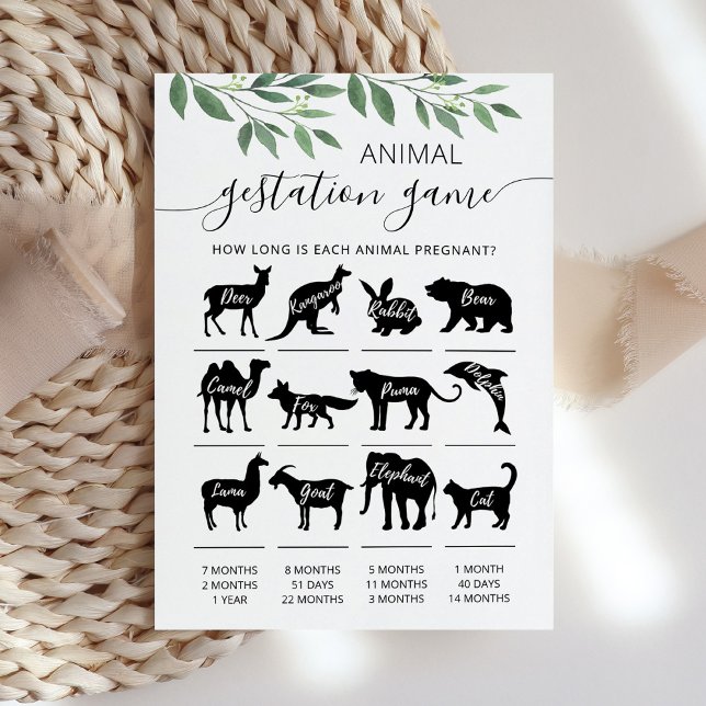 Animal Gestation with Answers Baby Shower Card (Creator Uploaded)