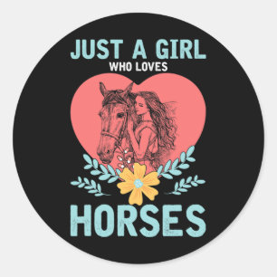 Animal Gift Horseback Riding Women Horse Classic Round Sticker