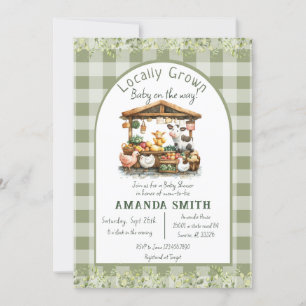Animal Gingham Market Locally Grown Baby Shower  Invitation