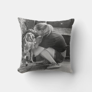 Animal - Goat - A girl and her goat Cushion