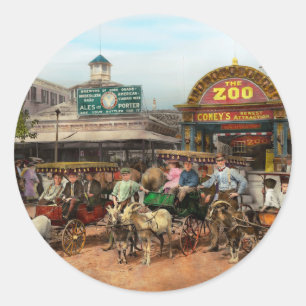 Animal - Goats - Coney Island NY - Kid rides 1904 Classic Round Sticker