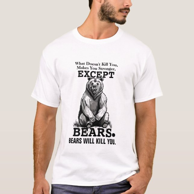 Animal Graphic Hello Bear Humour, Funny Wildlife T-Shirt (Front)