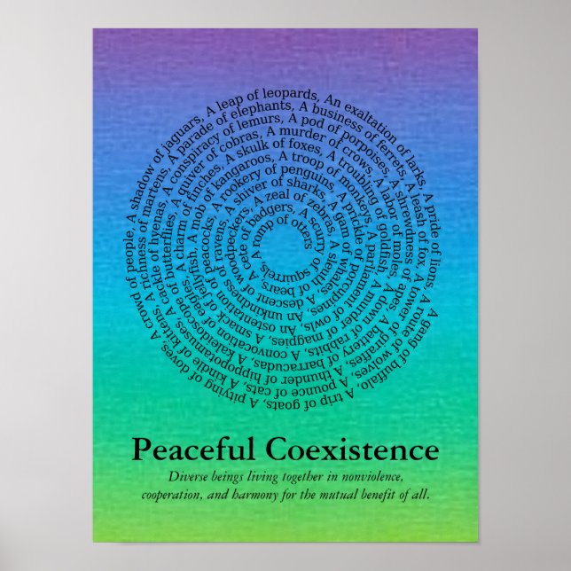 Animal Group Names/Peaceful Coexistence Poster (Front)