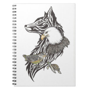 Animal guides of wolf, woodcock, eagle, turtle notebook
