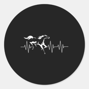 Animal Horse Lover Horseback Gift Heartbeat Horse  Classic Round Sticker